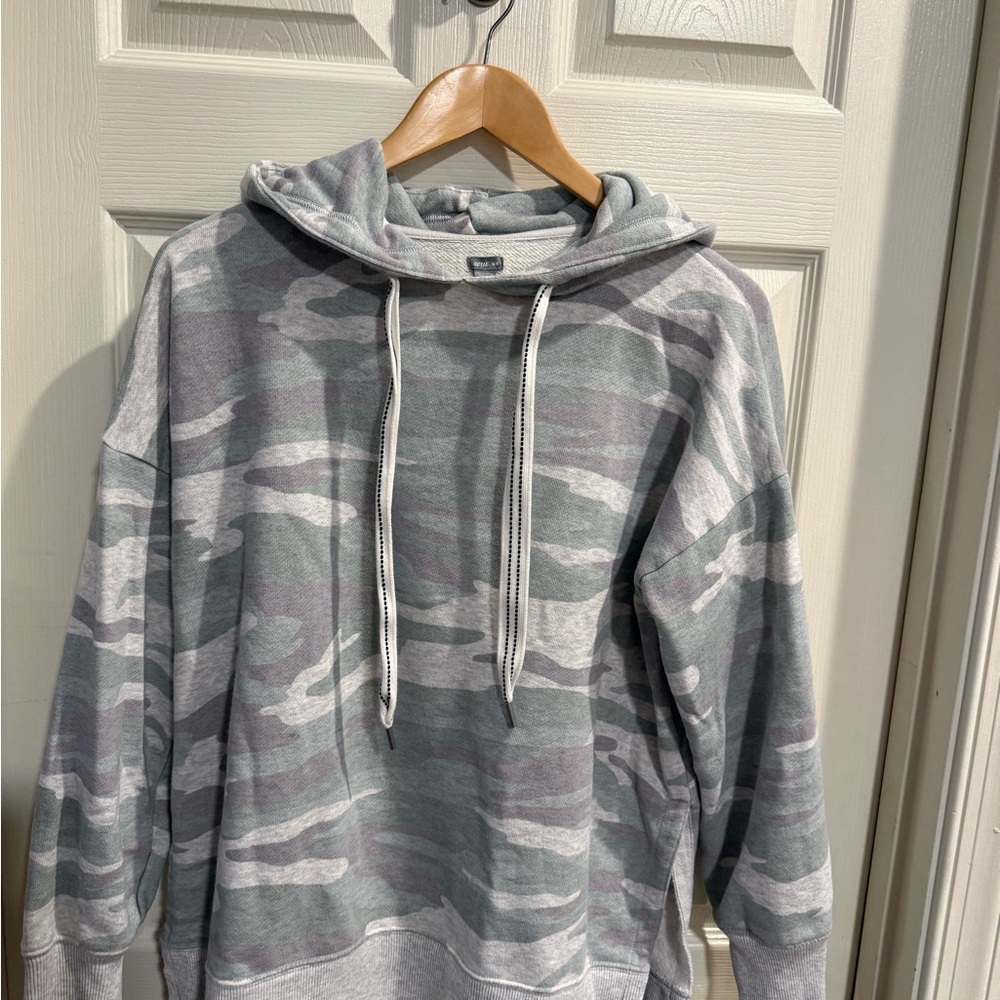 Aerie Camouflage Hooded Oversized Pullover Sweatshirt